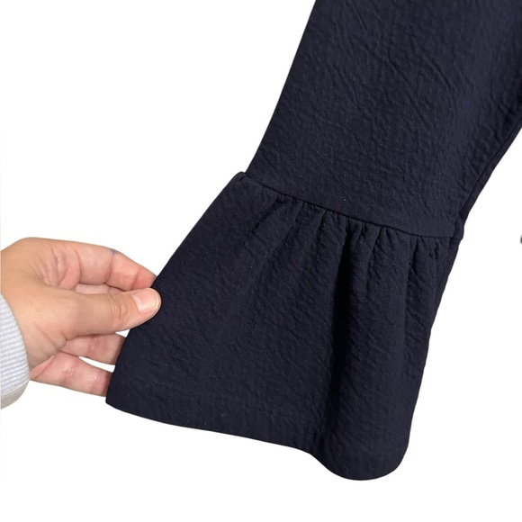 J. Crew Factory Navy Midi Sheath  Dress Bell Sleeves Flare Minimalist Size XL - Picture 6 of 8